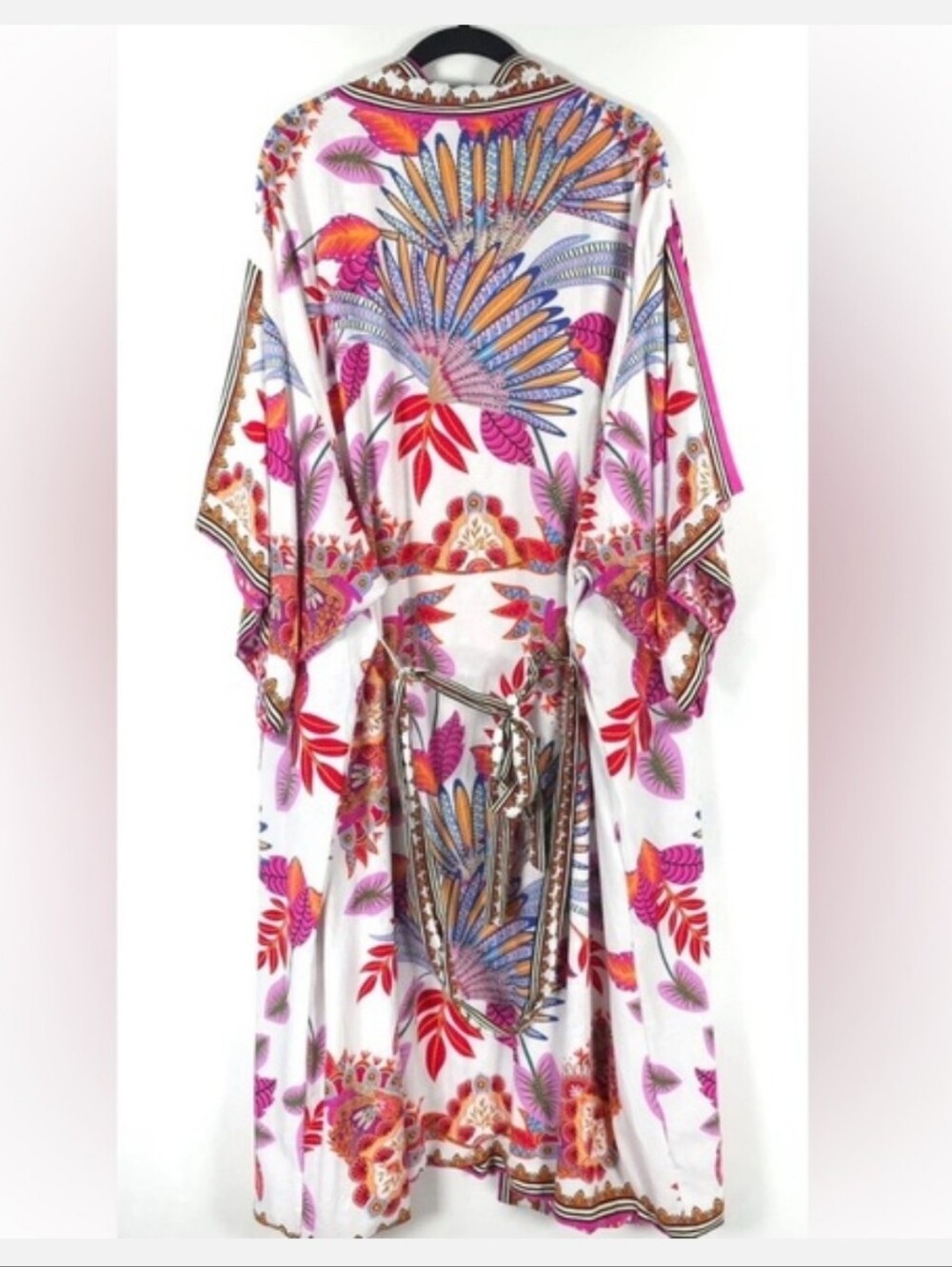 Haute Hippie STYLE Reversible Midi Belted Floral Robe Kimono Rayon 1X - Picture 2 of 9